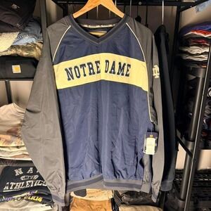 NWT Notre Dame Fighting Irish Pullover Windbreaker XXL Navy Gold Athletic Fit